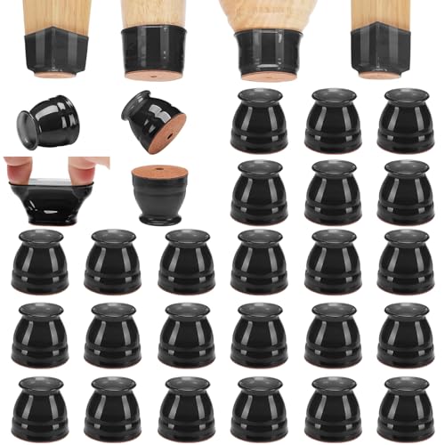 CHUNZEXI 24 Pack Chair Leg Floor Protectors for Hardwood Floors, Silicone Felt Covers Pads Caps, Protect Wood Furniture Feet Floors Noise Reduce and Scratch (Universal Small) - color: Black-24pack, size: Universal S