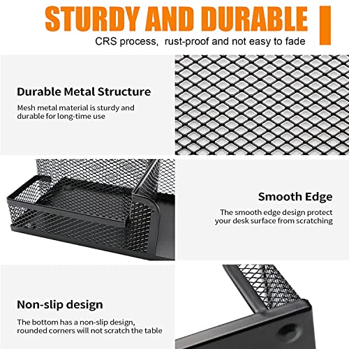 Pen Holder for Desk, Desk Organizers Set-3 Compartments Mesh Pencil Holder with Pencil Pen Cup and Paper Clip holder, Desk Accessories for Marker Craft, Ideal Office School Supplies(3 pack, Black) - style: 3pcs desk organizers