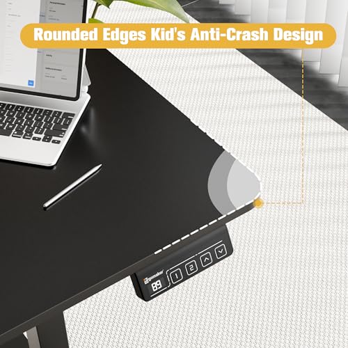 63"x28" Standing Desk, Height Adjustable Sit-Stand Home Office, Black | Electric Adjustable Standing Desk, Sit to Stand Computer Office Desk with Splice Board, Memory Preset, Lifts 28.7''-46.5" - color: Black, size: 63 inch