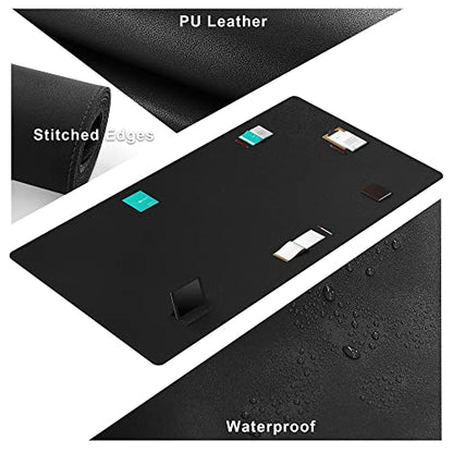 CENNBIE 78.7" x 39.4" Leather Desk Mat, Extra Large Desk Pad for Full Desk - color: Black, size: 39.4" x 78.7"