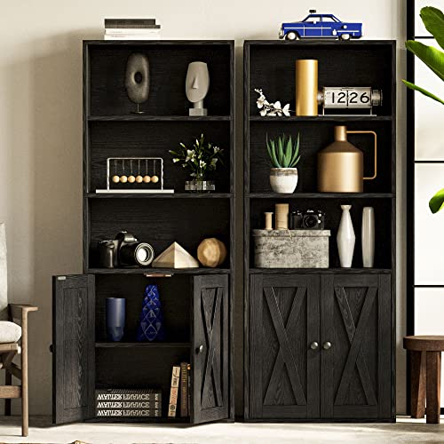 IRONCK Industrial Bookshelves and Bookcases with Doors and Shelves - color: Vintage Black