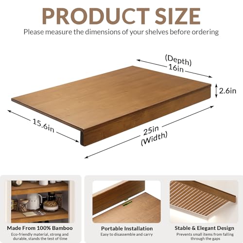 Gashell Wire Shelf Covers, Bamboo Wire Rack Covers for Pantry, Closet (4pcs, 25" W x 16" D) - size: 25"W x 16"D