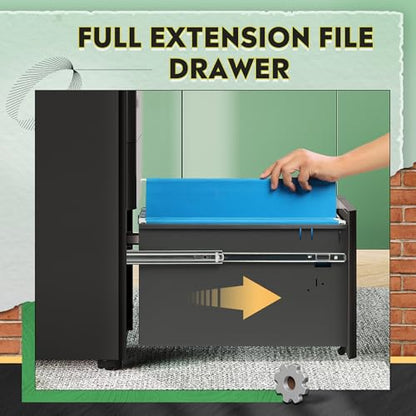 DEVAISE 3 Drawer Mobile File Cabinet, Fully Assembled Except Casters | Metal Filing Cainet with Lock for Home Office, Fits Letter/Legal/A4 Size, 11.8 x 17.7 x 23.2 Inches, Black - color: Black, size: 11.8"W x 17.7"D x 23.2"H
