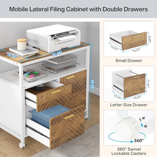 Tribesigns Office Desk with Drawers Sets, 63 inches L Shaped Computer Desk with Mobile File Cabinet,Big Executive Desk for Home Office Furniture Sets (Light Walnut, 63-inch) - color: Light Walnut