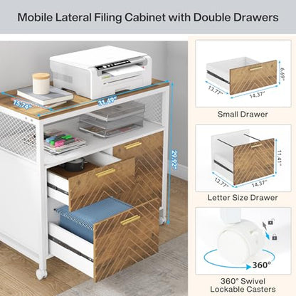 Tribesigns Office Desk with Drawers Sets, 63 inches L Shaped Computer Desk with Mobile File Cabinet,Big Executive Desk for Home Office Furniture Sets (Light Walnut, 63-inch) - color: Light Walnut