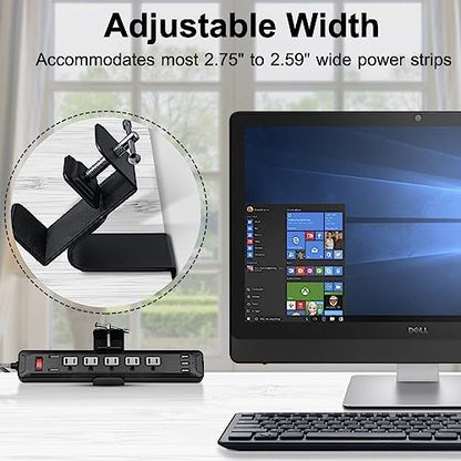 Desk Clamp for Power Strip - Removable Power Strip Holder for Desk Edge - Sturdy Table Clamp - Desk Mount for Power Strip - Fits 1.96" to 2.55" Width - Black - size: Medium