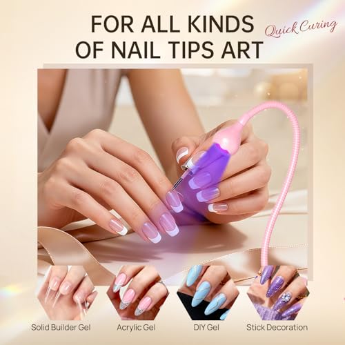 AORAEM LED Nail Lamps Flexible Gooseneck Lamp Gel Polish Curing Light Pink | Quicky Dry Nail Manicure Dryer Plug Play Portable Flash Cure Light for Gel Nails Home DIY Professionals - color: Pink