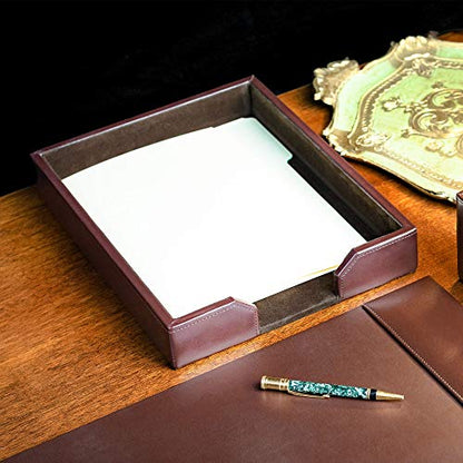 Dacasso Bonded Set Luxury Leather Desk Pad & Desk Organization Essentials, 7 Piece, Dark Brown - color: Dark Brown, style: 7 Piece