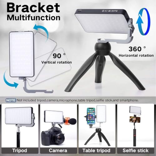 IVISII G2 Pocket RGB Camera Light,Built-in 7200mAh Rechargeable Battery 360°Full Color Gamut 9 Light Effects,2600-10000K LED Video Light Panel with Aluminum Alloy Body, Adjustable Tripod Stand