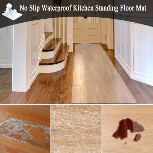 3x16.7FT Large Clear Floor Mat，Plastic Table Cover,2 MM Thick Clear Table Protector, Rectangle Desk Mat, Waterproof & Easy Cleaning for Office Dresser Night Stand