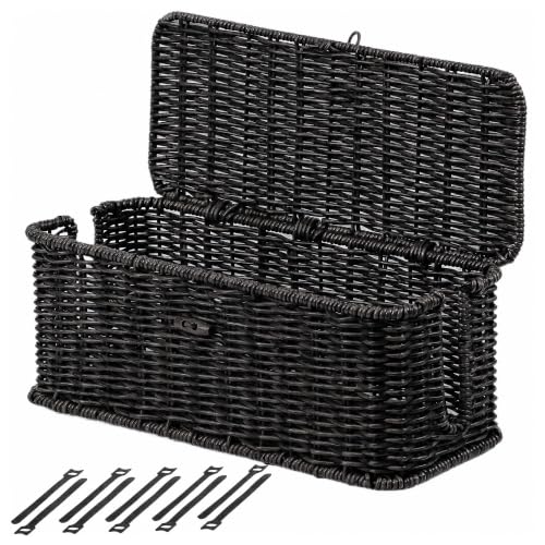 Cable Management Box, Cord Organizer with Lid & Cable Ties - Black, M | Handmade Open Slots Cord Hider Outlet Covers for Power Strip TV PC Router Charger Under Desk Storage - color: Black, size: M