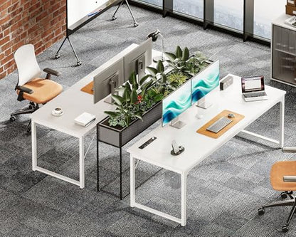 Coleshome 71 Inch Computer Desk with USB Ports, Large Office Desk, Long Study Student Writing Desk, White - color: White, size: 71 Inches
