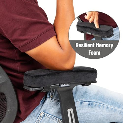 Mind Reader Air-Cloud Memory Foam Armrest Pads, Office & Gaming Chair Arm Rests, Elbow Support with Washable Cover, Black - size: Armrest