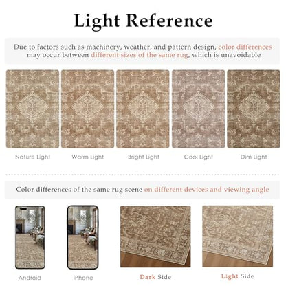2x3 Brown Entryway Rug Vintage Area Carpet Indoor Kitchen Washable Door Mat Entrance Small Low Pile Traditional Distressed Retro Accent Throw Boho Rug Non Slip Office Bathroom