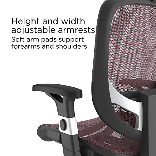 STAPLES Hyken Ergonomic Task Chair, Mesh, Ergonomic, Lumbar Support, Swivel, Maroon - color: Maroon