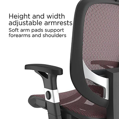 STAPLES Hyken Ergonomic Task Chair, Mesh, Ergonomic, Lumbar Support, Swivel, Maroon - color: Maroon