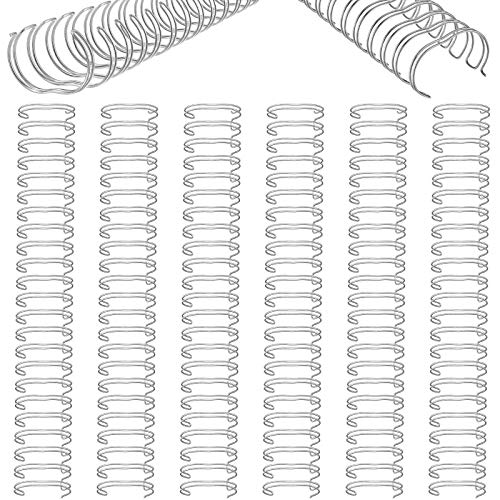 Zonon 6 Pieces Binding Wire Twin Loop Spines Double Loop Binding Wire 1 Inch Cinch Diameter 23 Holes for Teacher Student Document Notebook Making(Silver) - color: Silver