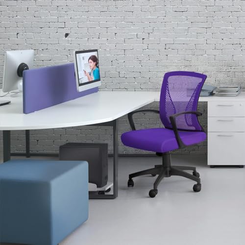 Furmax Office Chair Ergonomic Computer Desk Mesh Chair Mid Back Swivel Lumbar Support with Armrest (1, Violet) - color: Violet