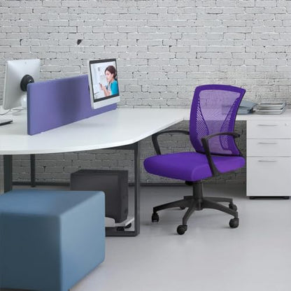 Furmax Office Chair Ergonomic Computer Desk Mesh Chair Mid Back Swivel Lumbar Support with Armrest (1, Violet) - color: Violet