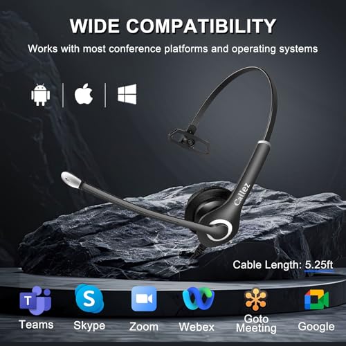 Callez Wired Computer Headset 3.5mm/USB-C Headset with Mic Noise Cancelling | Cell Phone Headphone for PC Laptop Mac iPhone 15/16/17 Samsung, Zoom Teams Call Center Home Office Work, in-line Controls