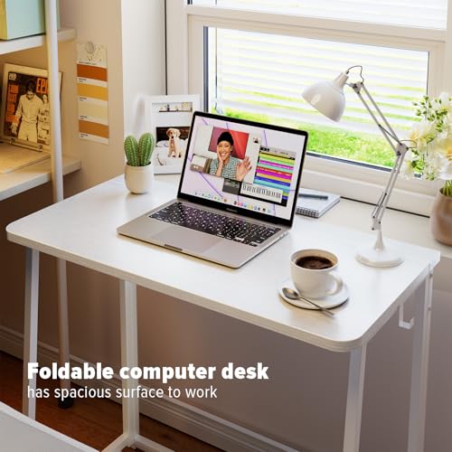 WOHOMO Folding Desk, 31.5" Foldable Computer Table for Small Spaces, White - color: White, size: Small Size:31.5 x 15.7