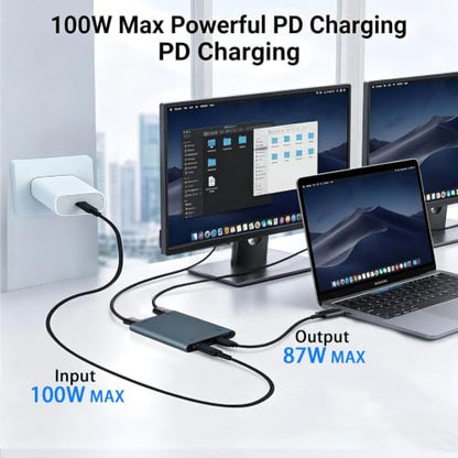 USB C to Dual HDTV Adapter, 4K@60Hz USB C Hub Multiport Adapter