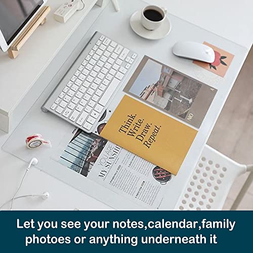 17x24 inch Office PVC Desk Pad Clear PVC Plastic Glass Blotter Mat Cover Home for Computer Laptop Keyboard Pads Painting Standing Desk Protector Pad Transparent Wipeable Waterproof with Mouse Pad - size: 17" x 24"