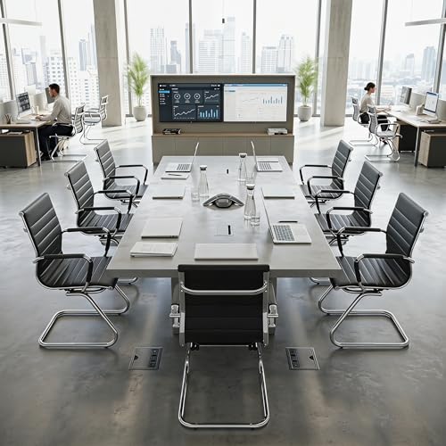 HNY 10-Pack PU Leather Office Guest Chairs - color: Black, size: 10 PCS