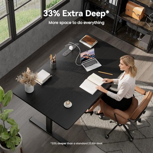 HLDIRECT 63" Electric Standing Desk with Power Outlets & 2 Drawers, Black | 31.5" Extra Wide Desktop Up to 176lb, 28"–46" Height Range & 3 Memory Presets, Integrated Cable Management, Quick Assembly - color: Black, size: 63 inch