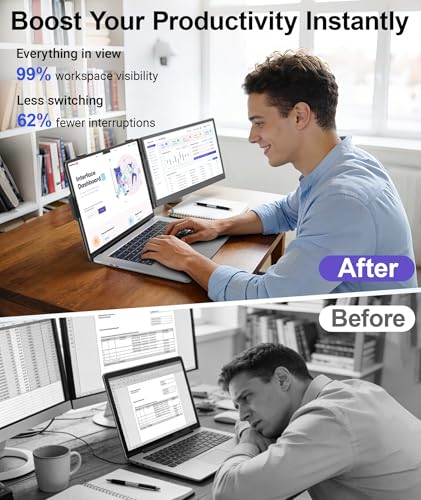 Laptop Screen Extender 1.87lbs Ultra-Portable & Ultra Slim, 14.2" FHD 1080P Dual Portable Monitor for 14"-17.3" Laptop, Plug & Play Travel Monitor Extender Compatible with Wins/Mac/Chrome/Android - color: 14.2" Black