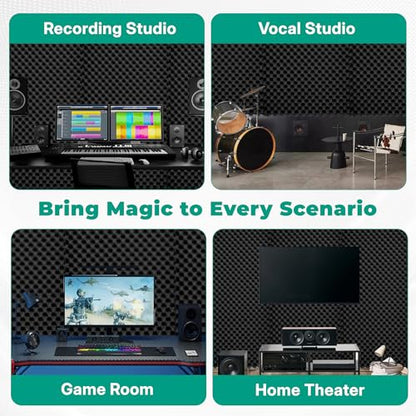 soundproof Foam Panels for Walls, Foam Acoustic Panels 48"×24"×2" Egg Crate High Density Quick Recovery Sound deadening Foam Panels Noise Reduction Echo Control for Home Studio Recording Room Office - size: 4 Pack
