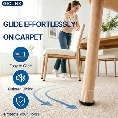 GICUNK 28 Pcs Chair Leg Floor Protectors for Carpet Round Clear - size: Round L