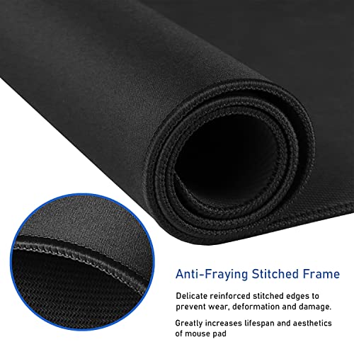 Large Extended Gaming Mouse Pad with Stitched Edges (31.5X15.7In) Mousepad - color: Black, size: 31.5L x 15.7W inches