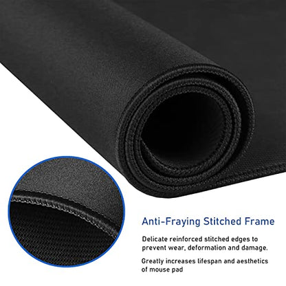 Large Extended Gaming Mouse Pad with Stitched Edges (31.5X15.7In) Mousepad - color: Black, size: 31.5L x 15.7W inches