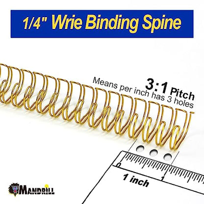 Rayson Wire Binding Spines, 1/4" 3:1 32-Loop, Multicolor, 100 Pack | Includes black, gold, blue, white and silver; 1/4" wire size fits 3:1 pitch machines for small documents. - size: 1/4"
