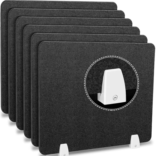 Henoyso 6 Pack Clamp-On Desk Privacy Panels, Acoustic Felt 20×24 Inch,Black - color: Black