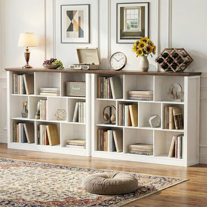 Unikito Cube Storage Shelf, Open Cube Bookshelf with Base, White/Brown - color: Warm White/Brown, size: 10 Cube (50"W x 38.7"H)