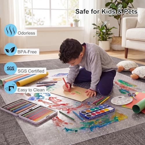 Office Chair Mat for Carpet, 2 Pack, 40" x 48" Heavy Duty PET Desk Chair Mat with Studs, Easy Glide Clear Carpet Protector for Rolling Chairs Home Office, Shipped Flat No Curling - size: 40"x 48" 2pack (for Carpet)