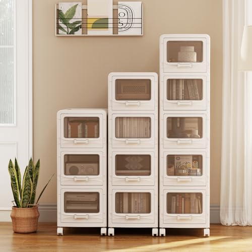 Giantex 4-Tier Rolling Storage Cart, Utility Cart with 4 Drawers & Lockable Wheels for School Art Craft Supplies, Plastic Organizer and Storage for Kitchen, Bedroom and Home Office - size: 4-Tier