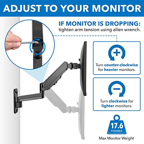 Mount-It Computer Monitor Wall Mount, Gas Spring Arm, Full Motion