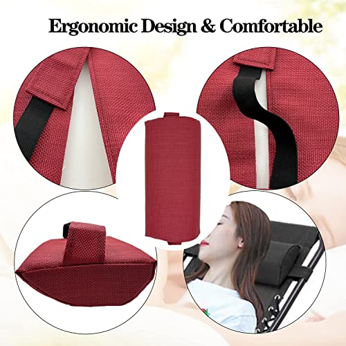 Zero Gravity Chair Set of 2 Replacement Pillow Headrest with Elastic Band, Universal Soft Removable Padded Cushion Head Pillow for Zero Gravity Lounge Chair, Folding Patio Lawn Recliner Chair, Red - color: Red, size: 2 Pack