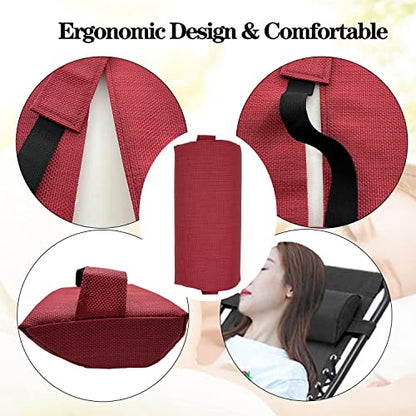 Zero Gravity Chair Set of 2 Replacement Pillow Headrest with Elastic Band, Universal Soft Removable Padded Cushion Head Pillow for Zero Gravity Lounge Chair, Folding Patio Lawn Recliner Chair, Red - color: Red, size: 2 Pack