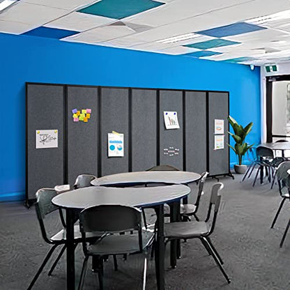 Room Partition,8'5"W x 6'7"H,4 Panel,Grey - color: Grey, size: 100.8"(L)*78.7"(H)