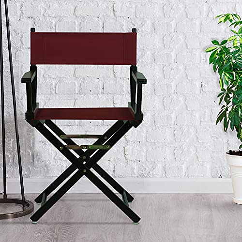 18" Director's Chair Black Frame-Burgundy Canvas - color: Black Frame/Burgundy Canvas, size: 18" - Classic Height, style: Black Frame