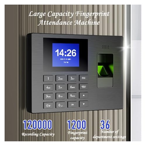 Fingerprint Time Clock, Time Clock,Attendance Machine Work Punch Card Machine Fingerprint Recognition Sign-in Machine,3960s-1 - color: 3960s
