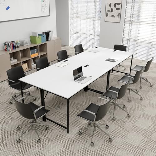 COSTWAY Home Office Desk, 32 Inch Computer Desk with Recessed Power Strip, Storage Bag & Headphone Hook, Wide Desktop, Modern Computer Workstation Writing Table for Home, Office (White + Black) - color: White + Black
