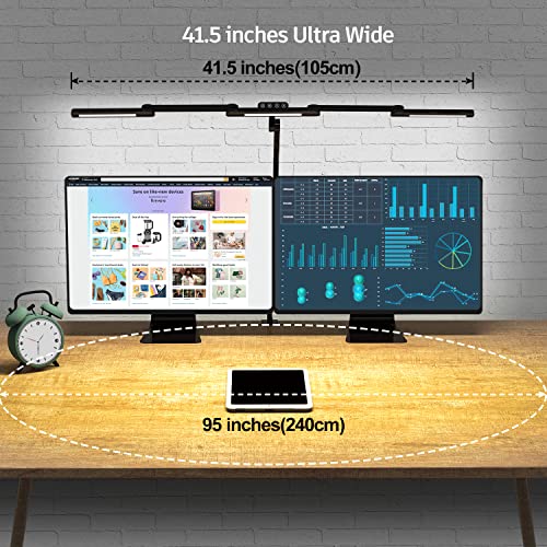 EPABINA LED Desk Lamp with Clamp, 41.5" Clamp on Architect Desk Lamp for Home Office, 24W Bright Tall Computer LED Table Light Adjustable Overhead Clip on Office Lighting for Work Craft - color: Black+9 rotatable parts