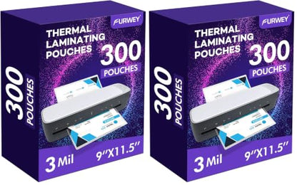 600 Pack Laminating Sheets, 3 Mil, 9 x 11.5 Inches Thermal Laminating Pouches Lamination Sheet Paper for Laminator, Clear, Letter Size, Office and School Supplies - size: 300PACK-3Mil (9 x11.5Inches) (Pack of 2)