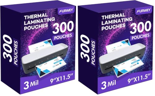 600 Pack Laminating Sheets, 3 Mil, 9 x 11.5 Inches Thermal Laminating Pouches Lamination Sheet Paper for Laminator, Clear, Letter Size, Office and School Supplies - size: 300PACK-3Mil (9 x11.5Inches) (Pack of 2)