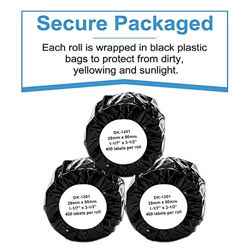6 Rolls Compatible with Brother DK-1201 Standard Address Labels Die-Cut 1.1" x 3.5" (29mm x 90mm) for QL 600 550 810w Label Printers, 400 Labels/Roll - size: 1.1 in x 3.5 in, style: Die cut label 6 rolls